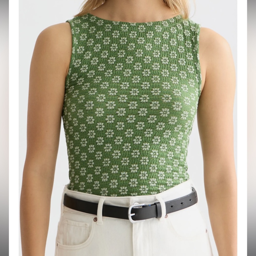 NEW!! Scotch & Soda Embroidered Textured Cotton Blend Tank Top